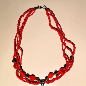 Elegant Red Beaded Necklace